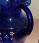 Art Nouveau Cobalt Blue Glass Enamel Decor Lemonade Water Pitcher 6 Tumbler Cups Pitchers photo 2
