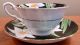 Antique Tuscan Bone China Cup And Saucer With Big White Flowers On Black Cups & Saucers photo 5
