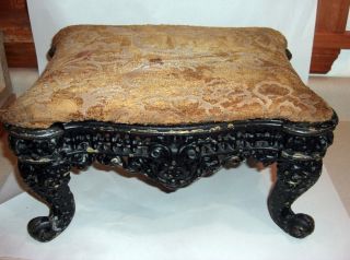 Antique/vintage Victorian Cast Iron Ornate Foot Stool Ottoman Parlor Bench photo