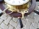 Vintage Ornate Schatz & Sohne German Nautical Brass & Wood Ships Wheel Clock Clocks photo 2