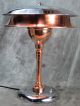 Vtg Machine Age Art Deco Double Shade Chrome & Copper Lamp Restored Art Deco photo 2