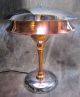 Vtg Machine Age Art Deco Double Shade Chrome & Copper Lamp Restored Art Deco photo 4