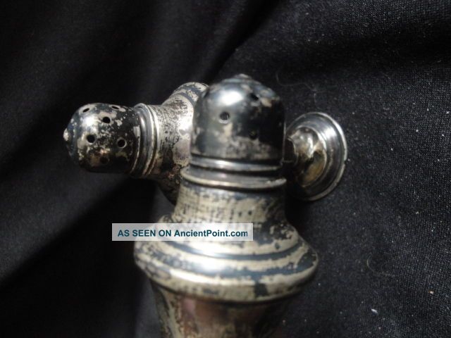 Pair Antique Sterling Silver Salt & Pepper Shakers 21.  10 Grams Salt & Pepper Shakers photo