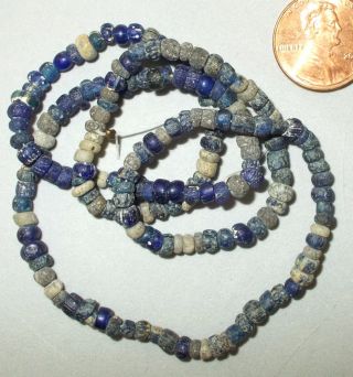 Ancient Roman Beads Cobalt Glass Excavated Whole Strand 18 