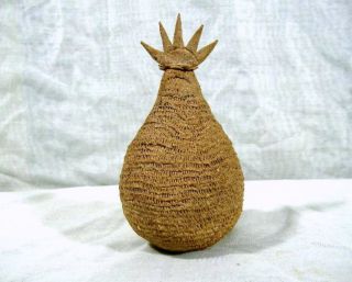 Primitive Stoneware Pottery Pineapple Bottle Flask Jar Figural Folk Art photo