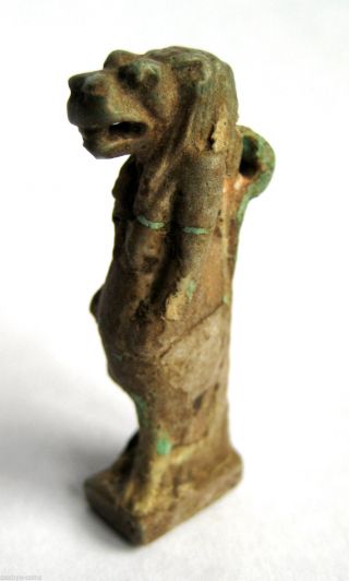 Circa.  300 B.  C Ancient Egypt Late Period Faiance.  Janiform Tuart Amulet Pendant photo
