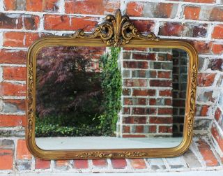Antique French Baroque Style Fleur - De - Lis Gilt Wood Framed Wall Mirror photo