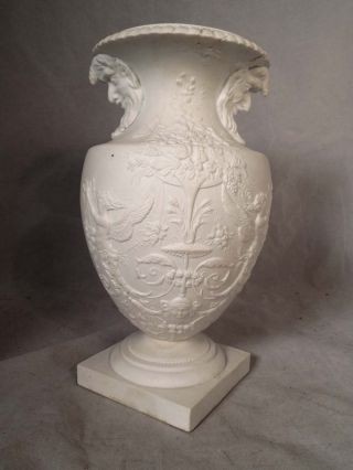 Antique French Porcelain Parian Vase Faun St.  Amand Les Eaux photo