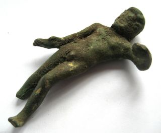 Circa.  50 - 100 A.  D British Found Roman Ae Bronze Statue Of Male Deity - Hercules photo