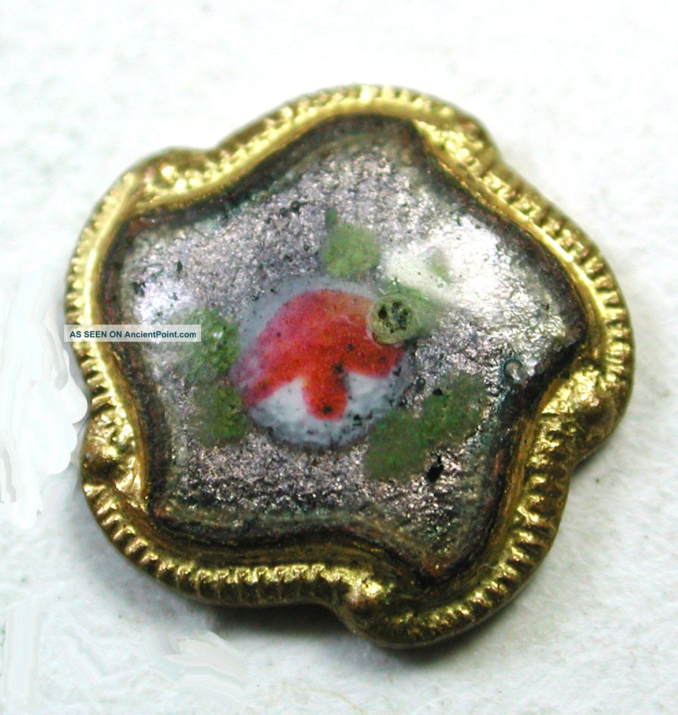 Antique French Enamel Button Hand Painted Dimi So Cute And Hard To Find Buttons photo