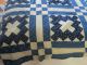 Antique Courthouse Steps Blue And White Quilt Top 70x68” Quilt Tops photo 2