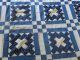 Antique Courthouse Steps Blue And White Quilt Top 70x68” Quilt Tops photo 3