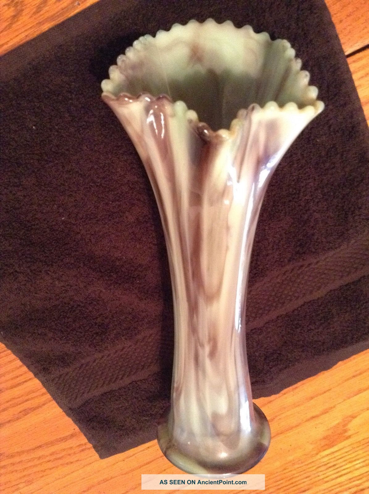 Turquoise Green & Mauve Slag Glass 10.  5 