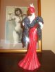 Large Art Deco Vintage Flapper 1920 Vintage Red Lady Shawl Figurine Statue Large Art Deco photo 2