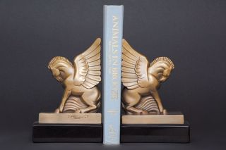 Pegasus Bronze Bookends By G.  H.  Laurent.  Fabulous Art Deco Style photo