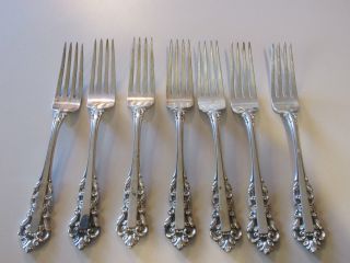 Gorham Medici Vintage Sterling Silverware Flatware Dinner Forks (7) photo