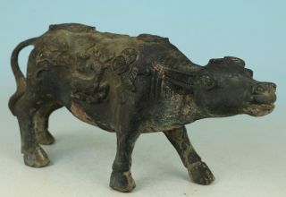 Chinese Old Bronze Statue Of Hand Carved Ox Deer Bring Money Lucky Ornaments photo