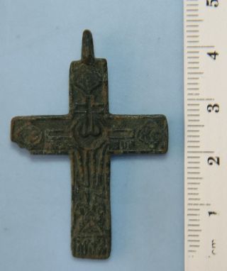 Ancient Old Bronze Golgotha Tsata Cross (jne04) photo