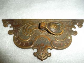 Victorian Antique Signed C&a Crofts & Assinder Brass Dresser Drew Pull Plate photo
