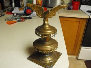 Antique Old Brass Eagle Stove Topper Ornate. photo