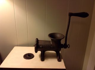 Antique Metal Enterprise Mfg Co No 22 Tinned Meat Chopper With 2 Plates Grinder photo