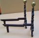 Antique Dimutive Wrought Iron Tree Form Brass Tops Fireplace Andirons Fire Dogs Hearth Ware photo 2