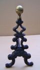 Antique Dimutive Wrought Iron Tree Form Brass Tops Fireplace Andirons Fire Dogs Hearth Ware photo 3