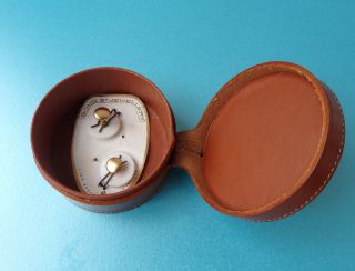 Vintage Real Hide Leather Pristine Collar Studs Box And Contents. photo