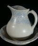 Vintage Blue And White Spongeware Pitcher And Wash Bowl Dates 1975 Pitchers photo 4