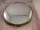 Vntg Footed Round Vanity Mirror Tray W/ Brass Embossed Strawberries Ornate Base Mirrors photo 3