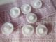 7 Art Deco White Glass Buttons From France 3/4 