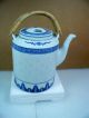 Vintage Chinese Rice Pattern Teapot In Woven Travel Basket Peony Flower Lined Teapots photo 8