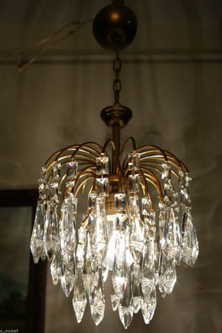Antique Vintage Waterfall Style Czech Crystal Chandelier Lamp Light 1950 ' S10in photo