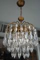 Antique Vintage Waterfall Style Czech Crystal Chandelier Lamp Light 1950 ' S10in Chandeliers, Fixtures, Sconces photo 3
