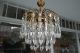 Antique Vintage Waterfall Style Czech Crystal Chandelier Lamp Light 1950 ' S10in Chandeliers, Fixtures, Sconces photo 4