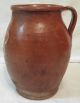 Antique Country Primitive Redware Pottery Pitcher Slip Decorated W / Flower Primitives photo 2