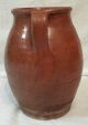 Antique Country Primitive Redware Pottery Pitcher Slip Decorated W / Flower Primitives photo 3