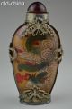 China Collectible Decorate Handwork Old Glass Miao Silver Dragon Snuff Bottle Snuff Bottles photo 2