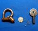 Strange Lock Primitive Antique Brass With Key Early Bicycle Motor Bike Vending? Locks & Keys photo 2