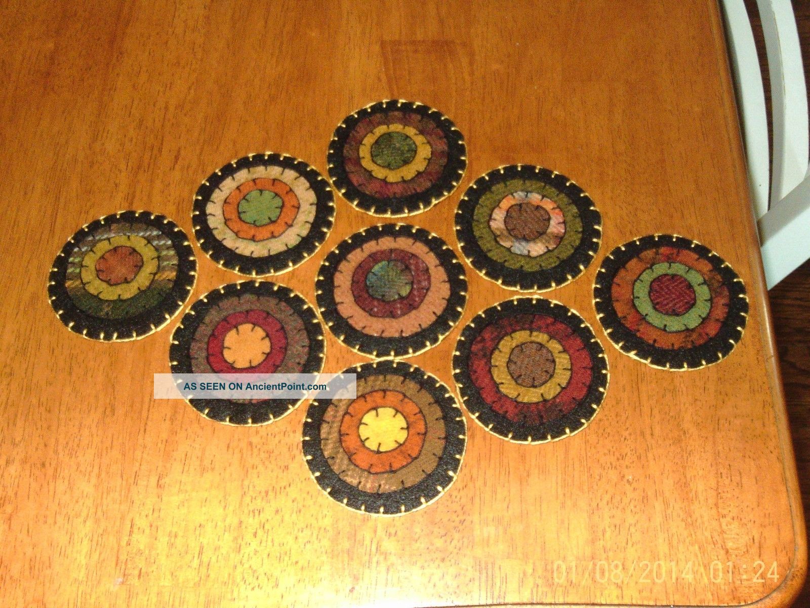 Penny Rug Candle Mat Hand Made 9x12 Inch Primitive Fall Pennies Primitives photo