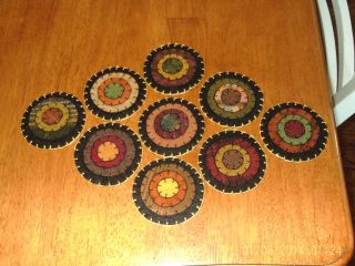 Penny Rug Candle Mat Hand Made 9x12 Inch Primitive Fall Pennies photo