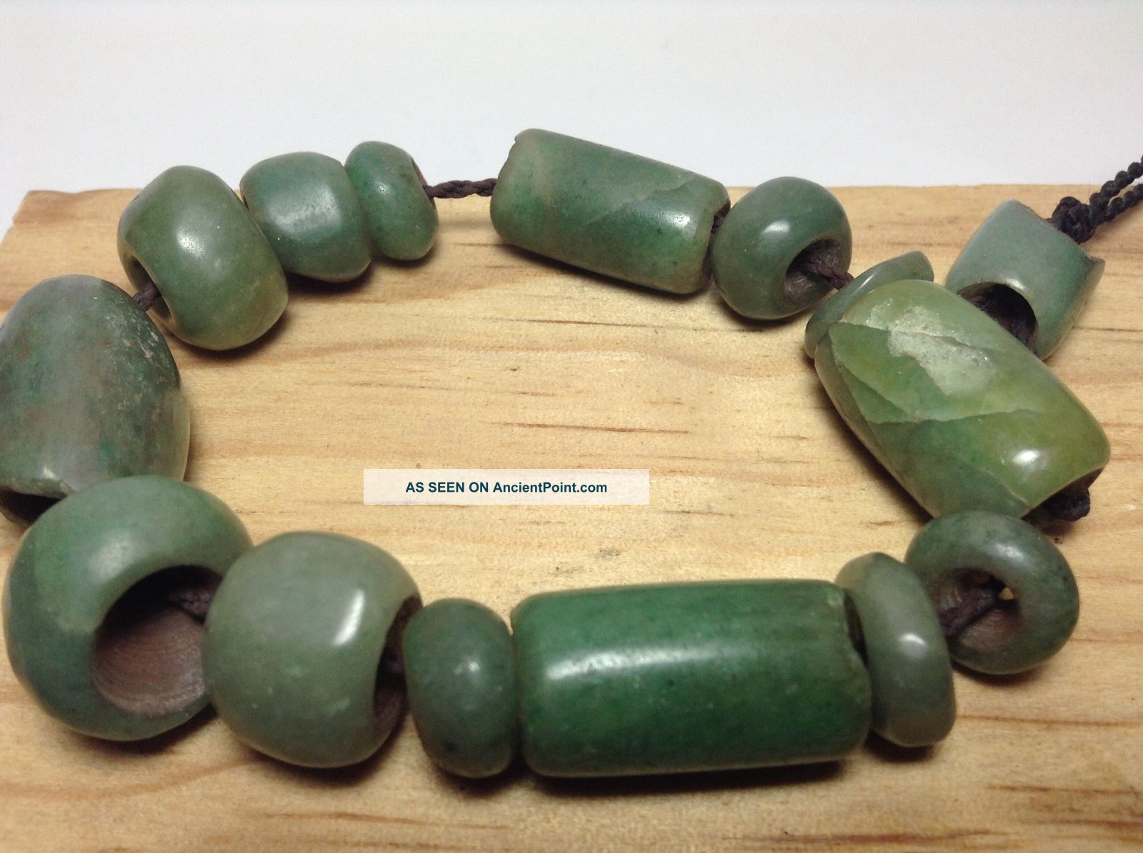 Green Quartz Aventurine Beads - 15 - Rounded - Tube Beads (pre Columbian Style) The Americas photo