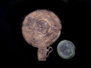 Well Preserved Rare Roman Lead & Billon Votive Mirrors photo