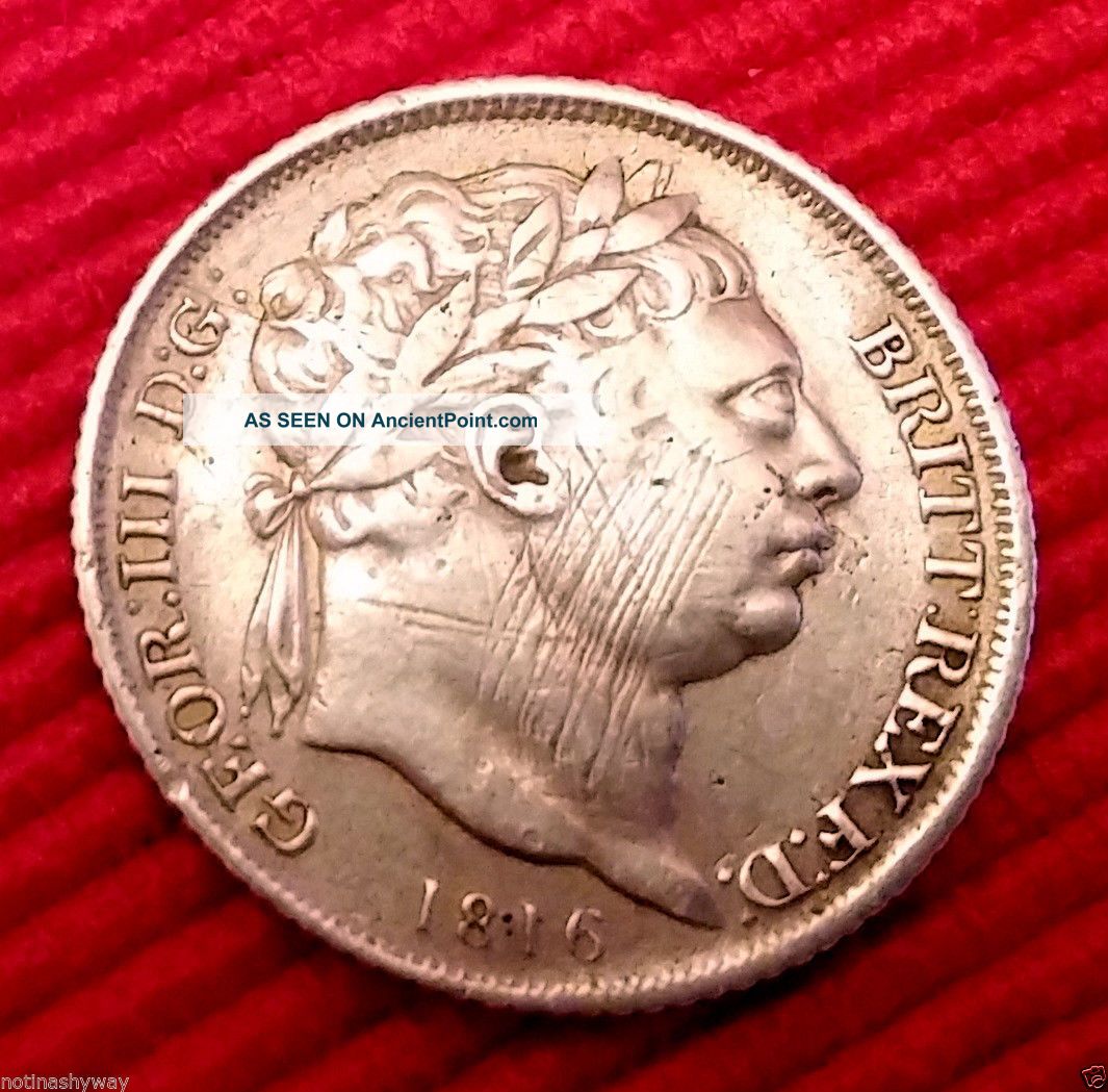 1816 Solid Silver Sixpence Coin V Old Antique Fine Grade Royal London Medal British photo