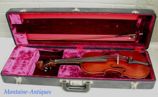 Antique Red Violin With Case Circa Early 1900s photo