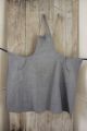 Antique French Country Blue Apron Cotton Gingham Indigo Blue C1900 Old Mct Primitives photo 2