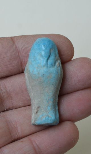Egyptian Faience Tiny Shabti,  Ushabti Material,  Late Period. photo