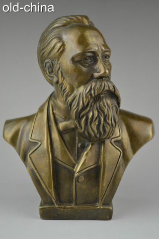 China Collectible Handwork Old Copper Engels Proletariat Adore Statue photo