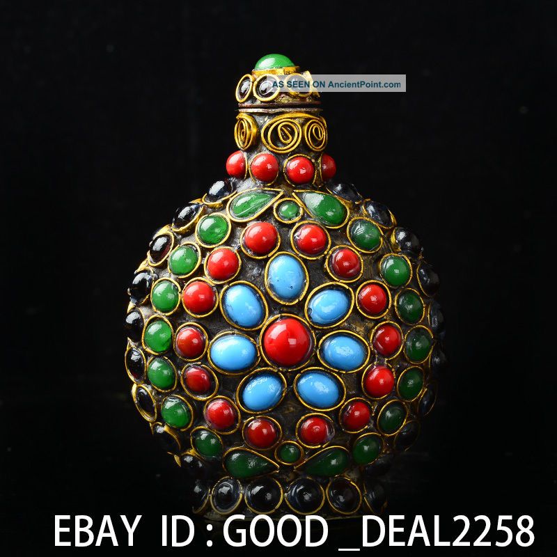 Vintage Handmade Tibetan Turquoise Coral Beads Snuff Bottle Snuff Bottles photo