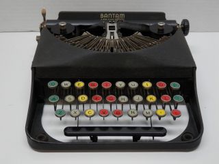 Antuque 1938 Bantam Colored Key Portable Typewriter With Case photo